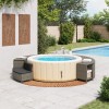 Szürke polyrattan és tömör akácfa jakuzzi-keret