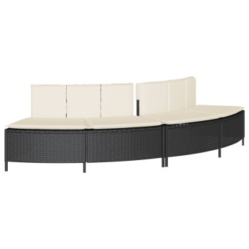 2 db fekete polyrattan pezsgőfürdőpad párnával