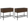 2 db barna polyrattan kerti ültetőláda polccal 90 x 40 x 75 cm