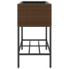 2 db barna polyrattan kerti ültetőláda polccal 90 x 40 x 75 cm