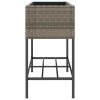 2 db szürke polyrattan kerti ültetőláda polccal 90 x 40 x 75 cm