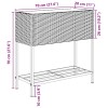 2 db barna polyrattan kerti ültetőláda polccal 70 x 28 x 70 cm