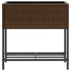 2 db barna polyrattan kerti ültetőláda polccal 70 x 28 x 70 cm