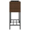 2 db barna polyrattan kerti ültetőláda polccal 70 x 28 x 70 cm