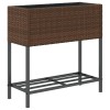 2 db barna polyrattan kerti ültetőláda polccal 70 x 28 x 70 cm