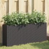 2 db fekete polyrattan kerti ültetőláda 2 cseréppel 90x20x40 cm