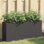 2 db fekete polyrattan kerti ültetőláda 2 cseréppel 90x20x40 cm