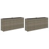 2 db szürke polyrattan kerti ültetőláda 2 cseréppel 90x20x40 cm