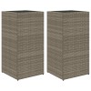 2 db szürke polyrattan kerti ültetőláda 40x40x80 cm