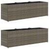 2 db szürke polyrattan kerti ültetőláda 3 cseréppel 105x30x32cm