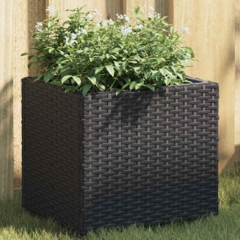 2 db fekete polyrattan kerti ültetőláda 36x30x32 cm