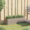 Szürke polyrattan kerti ültetőláda 3 cseréppel 105x30x32 cm