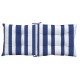 6 db kék és fehér csíkos szövet alacsony háttámlájú székpárna