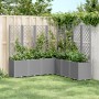 Világosszürke pp rácsos kerti ültetőláda 160 x 160 x 140 cm