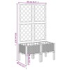 Világosszürke pp rácsos kerti ültetőláda 80 x 40 x 142 cm