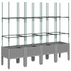 Világosszürke pp rácsos kerti ültetőláda 160 x 40 x 142,5 cm