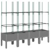 Világosszürke pp rácsos kerti ültetőláda 160 x 40 x 142,5 cm
