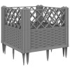Világosszürke pp kerti virágláda cövekekkel 43,5x43,5x43,5 cm
