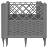 Világosszürke pp kerti virágláda cövekekkel 43,5x43,5x43,5 cm