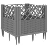 Világosszürke pp kerti virágláda cövekekkel 43,5x43,5x43,5 cm