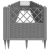 Világosszürke pp kerti virágláda cövekekkel 363,5x43,5x43,5 cm