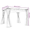 Antracitszürke acél pavilon függönyökkel 3 x 3 m