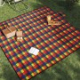 Összecsukható többszínű kockás pikniktakaró 200 x 200 cm bársony