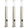 3 db 80 cm rozsdamentes acél oszloplámpa konnektorral ip44