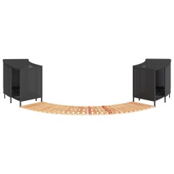 Fekete polyrattan és tömör akácfa jakuzzi-keret