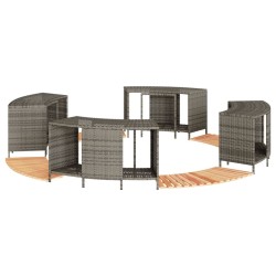 Szürke polyrattan és tömör akácfa jakuzzi-keret