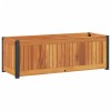 Tömör akácfa és acél kerti virágtartó 80 x 30 x 27,5 cm