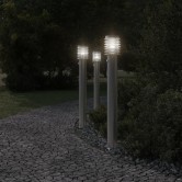 3db ezüst rozsdamentes acél kültéri állólámpa érzékelővel 110cm
