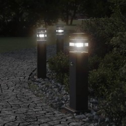 3 db fekete alumínium kültéri állólámpa érzékelővel 50 cm