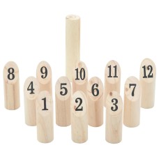 13 darabos tömör fenyőfa kubb játékszett hordtáskával