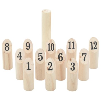 13 darabos tömör fenyőfa kubb játékszett hordtáskával