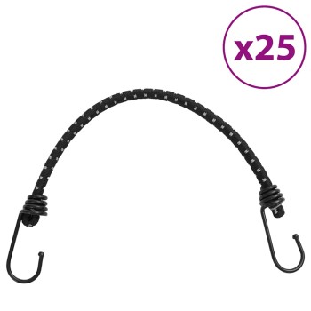 25 db bungeekötél fényvisszaverő csíkokkal és kampókkal 46 cm