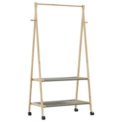Bambusz ruhaállvány polcokkal és kerekekkel 96x45,5x155,5 cm