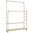 Bambusz ruhaállvány polcokkal és kerekekkel 90x35x155 cm