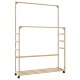 Bambusz ruhaállvány polcokkal és kerekekkel 90x35x155 cm