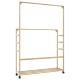 Bambusz ruhaállvány polcokkal és kerekekkel 90x35x155 cm