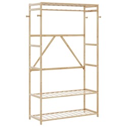 Bambusz ruhaállvány polcokkal 110x40x175 cm