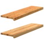 Ablakpárkányok 2 db világosbarna 90x25x2 cm tömör fa tölgyfa