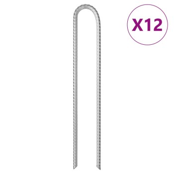 12 db u-alakú horganyzott acél sátorcövek 37 cm ø10 mm
