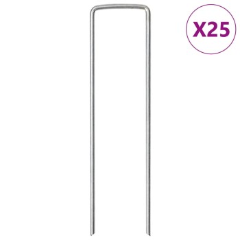 25 db u-alakú horganyzott acél talajcövek 15 x 3,5 cm