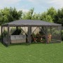 Antracitszürke hdpe rendezvénysátor 10 hálós oldalfallal 6x4 m