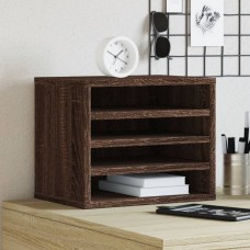Barna tölgy színű szerelt fa asztali szervező 36x26x29,5 cm