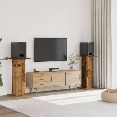 2 db antik fa színű szerelt fa hangszóróállvány 30 x 30 x 95 cm