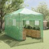 Üvegház pop-up kerettel tetővel zöld 280 x 410 x 315 cm vas