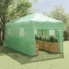 Üvegház pop-up kerettel tetővel zöld 290 x 580 x 315 cm vas