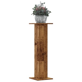 2 db antik fa színű szerelt fa növénytartó állvány 30x30x95 cm